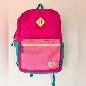 Epic Roots Pink & turquoise kids backpack with Yellow Details. 80’s inspired.